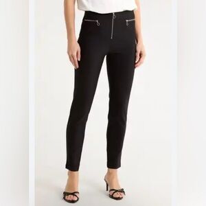 PATRIZIA LUCA Slim Front Zip Ankle Black Pants XL NWT